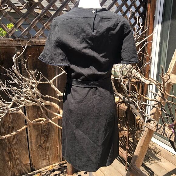 Maje Black Cotton Blend Wrap w/ Belt Mini Dress - Picture 6 of 16